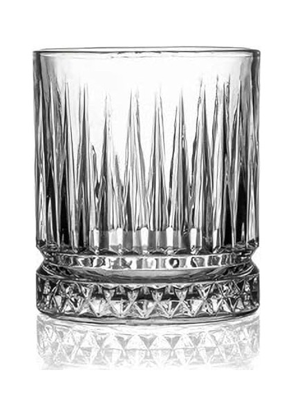 6’lı Çizgili Kristal Cam Viski Bardağı Seti – 370 ml (12.5 Oz), Şık ve Kalın Tabanlı Cam Bardaklar, Su – Meşrubat – Kokteyl – Viski Için Uygun