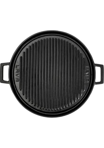 Döküm Yuvarlak Çift Yön Izgara Tavası Döküm Demir Yekpare Çift Kulplu ÇAP(Ø)34CM. modelleri