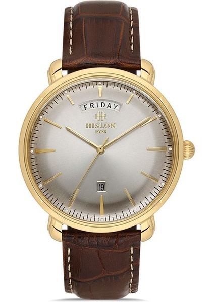 Hıslon CL203G-02KG Kahverengi Deri Kordon Erkek Kol Saati