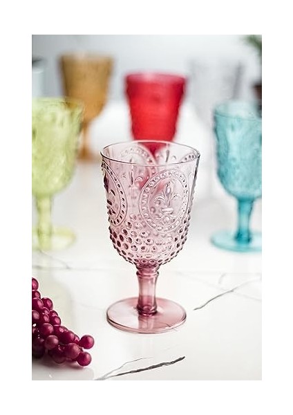 Akrilik Renkli 6lı Kadeh & Su Meşrubat Kahve Yanı Bardağı 450 ml ( Cam Değildir )