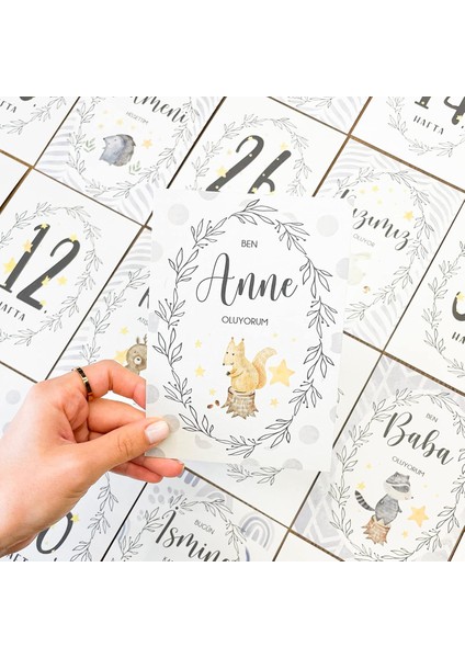 Hamile Anı Kartı - 24’lü Gebelik Fotoğraf Çekim Kartları - Hamilelik Duyuru Kartları