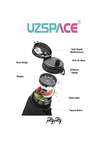 800ML -Yeni Ebat-Çift Renk Softtouch Tritan Su Matarası