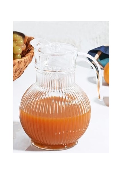 Cam Tombul Çizgili Cam Sürahi 1,9 Litre