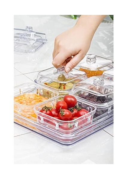 Ews Akrilik Şeffaf 6’lı Kapaklı Kahvaltılık Kahvaltı Seti & Saklama Kabı (Cam DEĞILDIR)-1825 modelleri