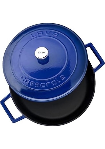 Metal Döküm Çok Amaçlı Yayvan Tencere, Trendy, 24 Cm, 2.47 L, Mavi modelleri