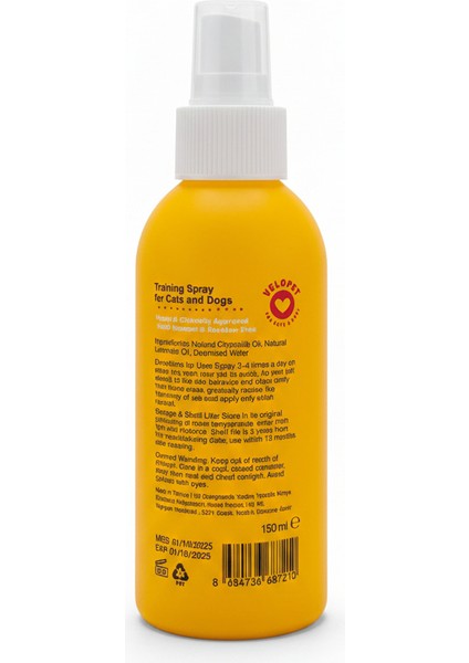 Kedi ve Köpekler Için Eğitim Spreyi 150 ml fiyatları
