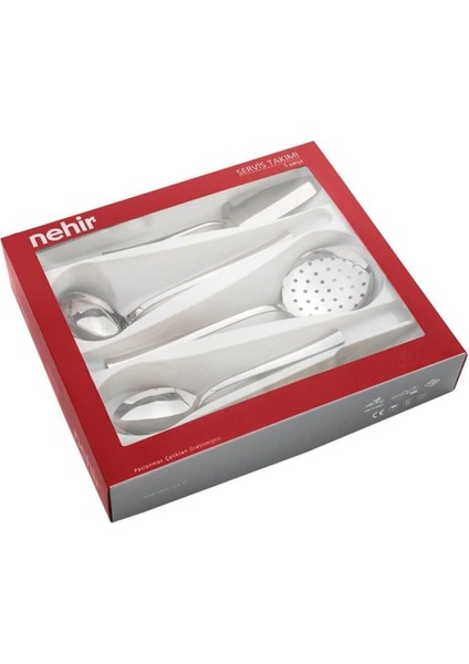 Nehir Deniz Sade 5 Parça Paslanmaz Çelik Servis Takımı