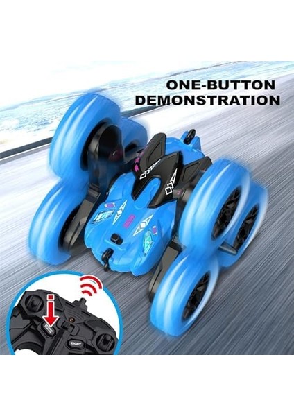 Oyuncak 2.4 Ghz Uzaktan Kumandalı Full Fonksiyon Işıklı Şarjlı 360° Dönebilen 6 Tekerlekli Atabilen Akrobat Araba (Mavi-Yeşil) (Mavi) fiyatları