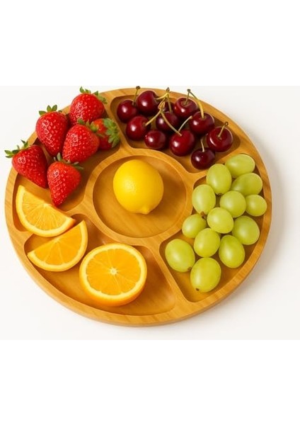 Doğal Bambu 5 Bölmeli Sunumluk Tabak | Kahvaltılık, Kuruyemişlik, Meyvelik, Atıştırmalık Servis Tabağı | Şık ve Dayanıklı Tasarım modelleri