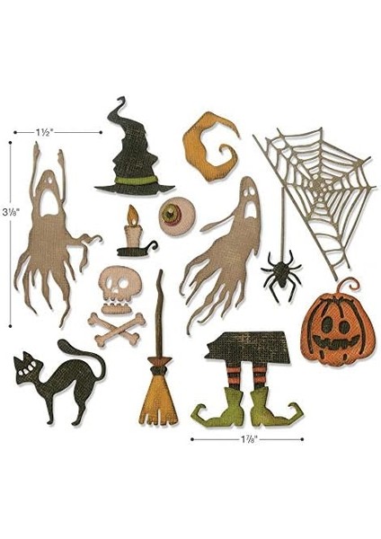 664208 Geo Halloween By Tim Holtz Zımba Şablonları, Schreckliche Dinge, Ölçü Birimi