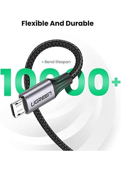 Örgülü Micro-Usb & Usb-A Data ve Şarj Kablosu, 2 Metre, Siyah fiyatları