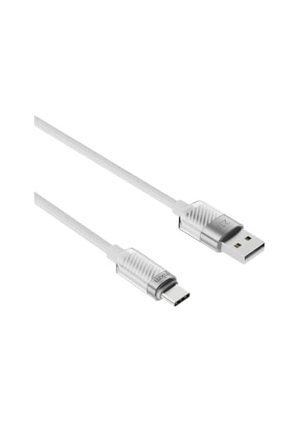 Hkm Tech Knıt Glam 2.1A Hızlı Şarj Destekli, Usb-A To Type-C Şarj ve Data Aktarım Kablosu, 1 Metre, Beyaz