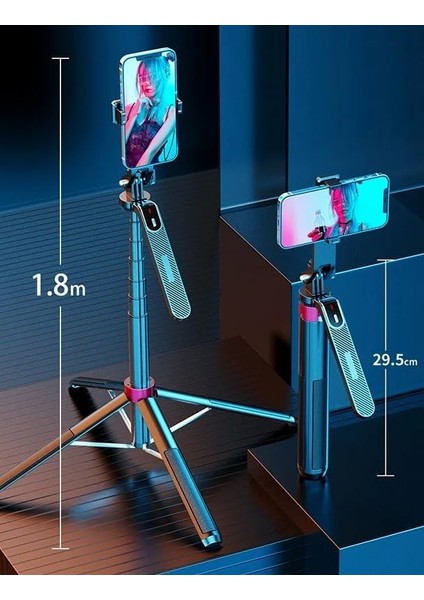 Bluetooth Uyumlu & Selfie Çubuğu – 180CM Teleskopik Ayarlanabilir, 29.5cm Katlanabilir, Kablosuz Uzaktan Kumanda, ve Ios ile Uyumlu, Telefon Uyumlu Fotoğraf Çekim Standı P185 modelleri