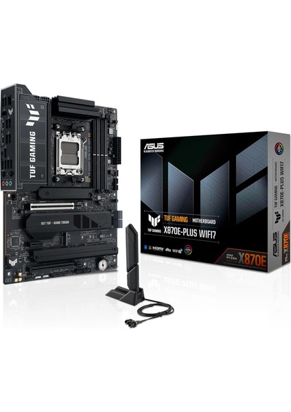 Tuf Gamıng X870E-PLUS Wıfı7 Amd X870 Am5 Ddr5 8000 HDMI 2xusb4 4x M2 Usb3.2 Wifi 7 + Bt Aura Rgb 2.5gbit Lan Atx 16+2+1+1 Güç Aşamaları, Çift Usb4, Gelişmiş Aı Bilgisayarları Için Hazır Anakart