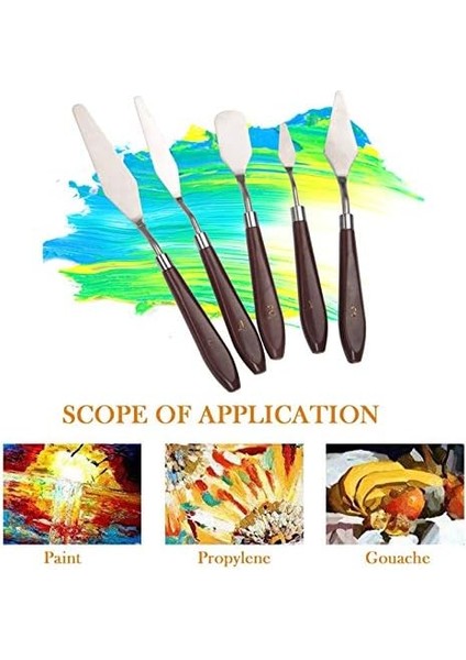 5 Parça Palet Bıçağı Boyama Araçları, Yağlıboya Karıştırma Kazıyıcı, Paslanmaz Çelik Boyama Bıçak Seti, Boya Sanatı Renk Karıştırma Için Plastik Saplı Sanat Spatula Bıçakları modelleri