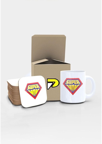 Super Mom Anne Tasarımlı Baskılı Kupa Bardak Seti Mug (Günü Hediyesi, Hediye)