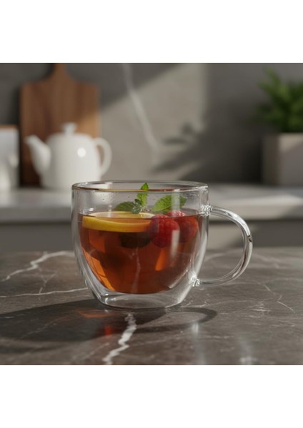 1 Adet El Yapımı Çift Cidarlı Borosilikat Cam Kupa (350 Ml) - Isı Yalıtımlı El Yakmayan Büyük Kahve Kupası |, Çay ve Içecek Bardağı fiyatları