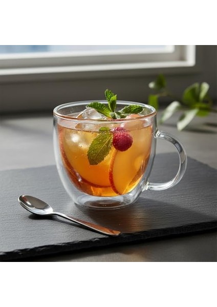 1 Adet El Yapımı Çift Cidarlı Borosilikat Cam Kupa (350 Ml) - Isı Yalıtımlı El Yakmayan Büyük Kahve Kupası |, Çay ve Içecek Bardağı modelleri