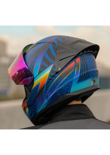 Rapid 2 Optik Kapalı Motosiklet Kaskı Gökkuşağı Vizörlü modelleri