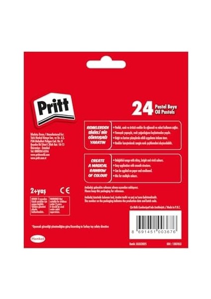 24&apos;lü Pastel Boya - Karton Kutu