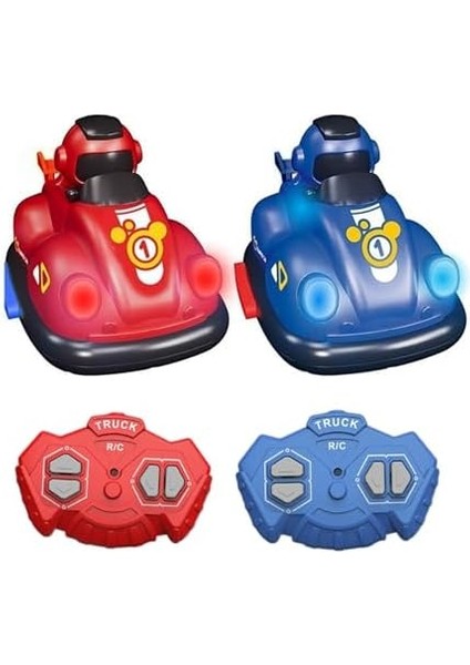 Oyuncak Uzaktan Kumandalı Çarpışan Arabalar 2 Kişilik Oyun Oyuncak Şarjlı LED Işık Atan Baba-Oğul Aktivitesi