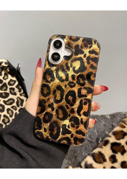 Iphone Uyumlu Parlak Leopar Desenli Kılıf