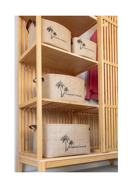 Jüt Dolap Içi Çamaşır Çocuk Odası Oyuncak Düzenleyici Katlanır Saklama Sepeti Organizer 24X17X15