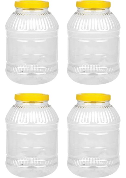 5 Litre Sarı Kapak Şeffaf Gövde Turşu Bidonu 4 Adet