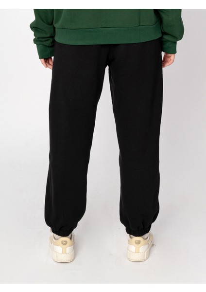 Unisex Oversize Siyah Basic Eşofman Altı