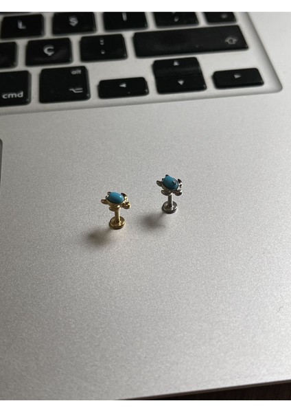 316 L Cerrahi Çelik Dudak Kıkırdak Helix Tragus Piercingi fruze Taşı Detaylı Kaplumbağa Piercing modelleri