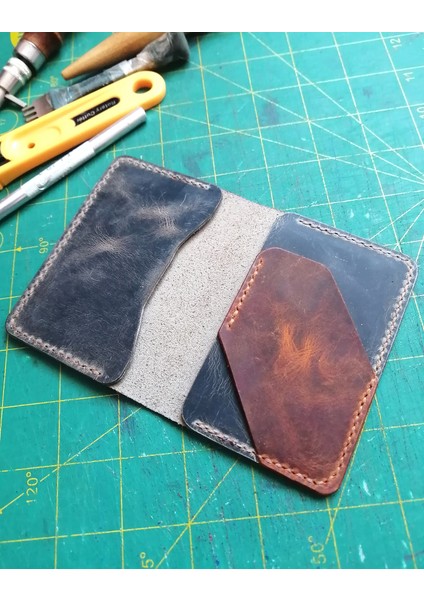 Minimalist Hakiki Deri Kartlık El Yapımı Gri Erkek Kartlık MK62 fiyatları