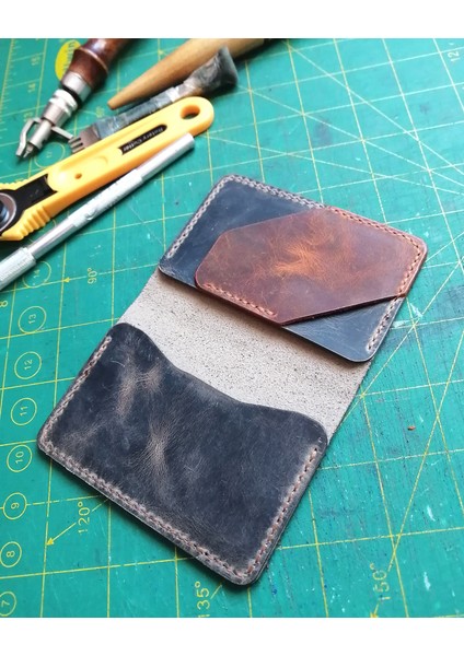 Minimalist Hakiki Deri Kartlık El Yapımı Gri Erkek Kartlık MK62 modelleri