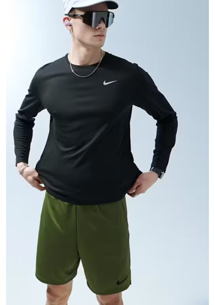 Runnig Dri-Fit Tee Reset Erkek Siyah Uzun Kollu Spor Tişört
