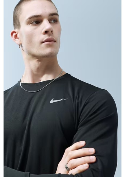 Runnig Dri-Fit Tee Reset Erkek Siyah Uzun Kollu Spor Tişört modelleri