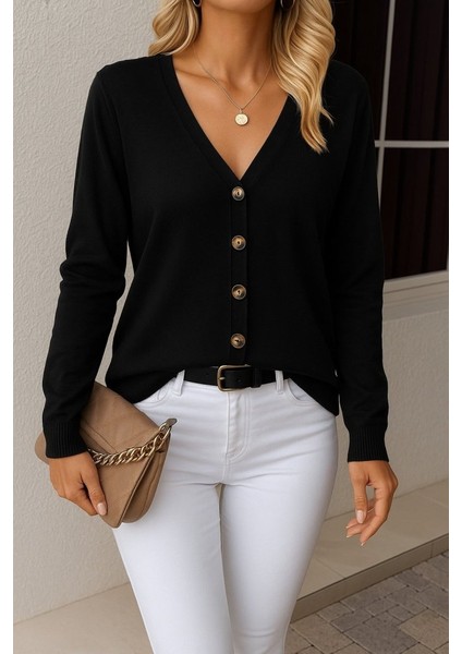 Kasın Uzun Kollu Önü Düğmeli Kısa Hırka