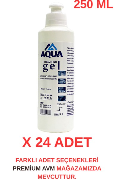 (24 Adet) Aqua 250 ml Ultrason Ekg ve Epilasyon Jeli | Cilt Dostu, Kokusuz, Hipoalerjenik