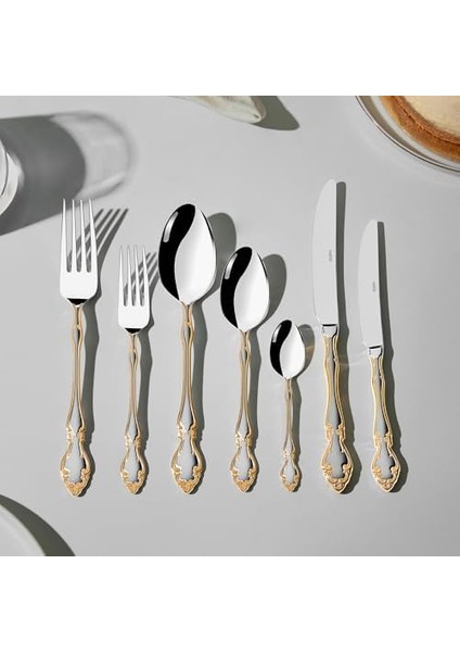 Nehir Adriana Altın 12 Kişilik 89 Parça Kutulu Çatal Kaşık Bıçak Takımı modelleri