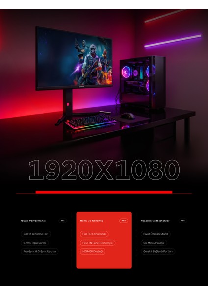 Zenıth ZN24TN540 24.1 Tn 0,2ms 540Hz Adaptive Sync HDR400 Pc Flat Oyuncu Monitörü indirimleri