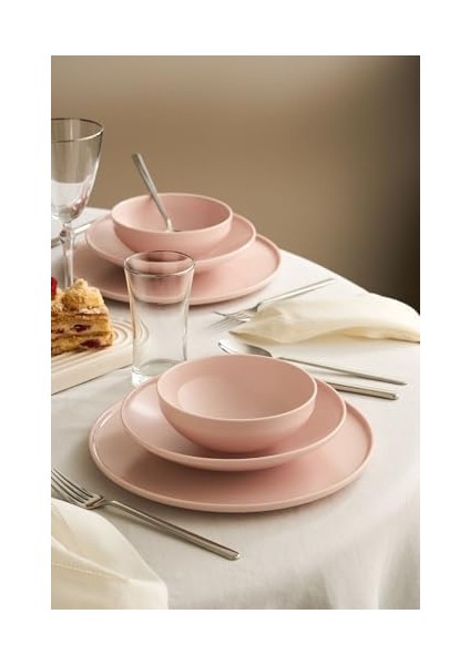 Istanbul Porselensara 18 Parça 6 Kişilik Yemek Takımı Pembe