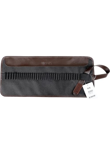 Rulo Kalem Çantası, 36 Bölmeli, Siyah Kumaş ve Kahverengi Deri, Cırt Cırtlı fiyatları