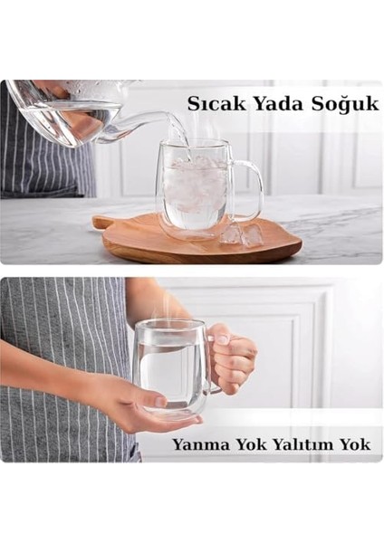 Çift Duvarlı Cam Kahve Kupası 250ML – Dayanıklı, Mikrodalga & Bulaşık Makinesi Uyumlu, 2’li Şık Set fiyatları