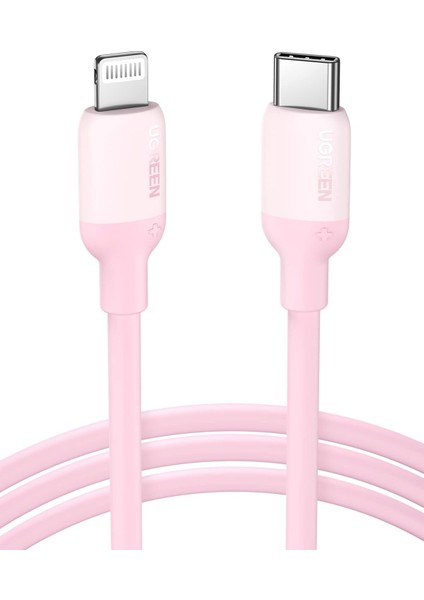 Ugreen Lightning To Usb-C 3A Pd Mfi Sertifikalı Hızlı Şarj Kablosu, 1 Metre, Pembe