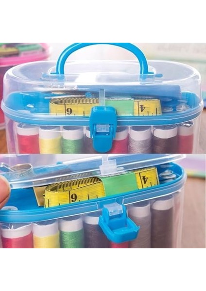Mini Komple Dikiş Seti, 8 Renkli Iplik,, Iğne, Mezura, Düğme ve Taşıma Çantalı, Ev ve Seyahat Için Pratik Dıy Dikiş Malzemeleri