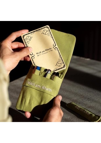 Am Rhein 3&apos;lü Kalem Kılıfı Seti ve Defter – Su ve Mürekkep Itici Kumaş, Hediye Kutulu modelleri