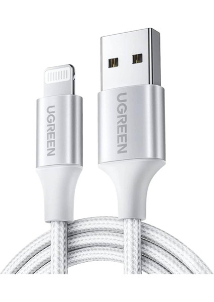 Mfi Lisansli Usb-A & Lightning Örgülü Data ve Şarj Kablosu, 2 Metre, Beyaz