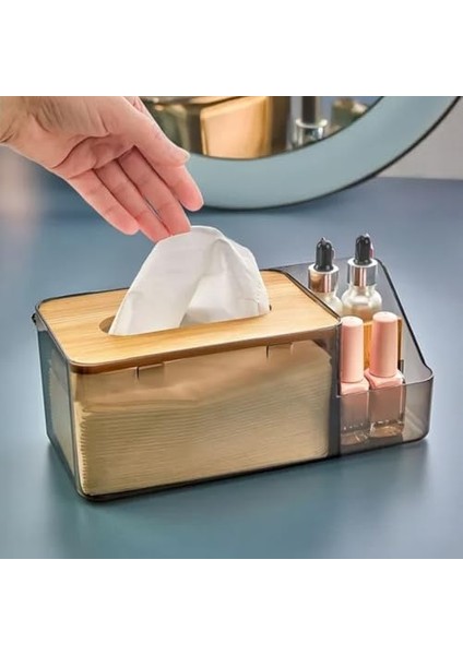 Bambulu Şeffaf Peçetelik ve Organizer – Çok Amaçlı Masa Düzenleyici, Modern Minimalist Tasarım fiyatları