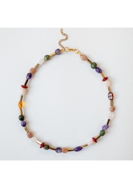 Peris – Pembe Kuvars, Morganit, Ametist, Hematit, Yeşim, Çilek Kuvars, Kehribar & Kızıl Akik Kolye fiyatları