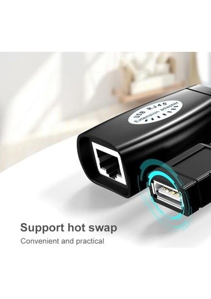 USB Extrender, 50 Metre RJ45, USB Uzatma Kablosu, Cat5 – Cat6 Uyumlu