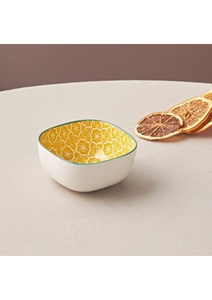 Floral Sarı Square Çerezlik 10CM