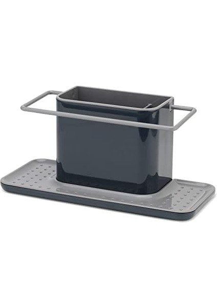 Mutfak Lavabo Düzenleyici Entegre Giderli, Sünger Tutucu, Temizlik Maddesi, Bulaşık Bezi Tutucu ve Bulaşık Fırçası Düzenleyici, Çıkarılabilir, Mutfak Aksesuarı, Büyük, Gri